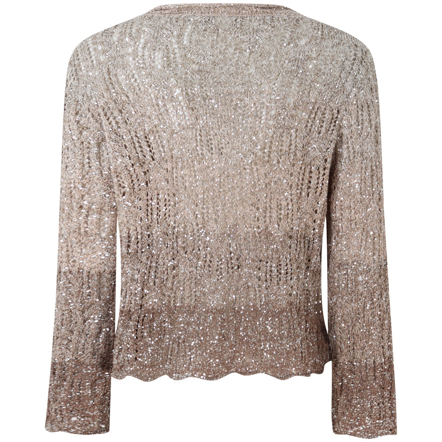 Cardigan beige in lurex per donna 2