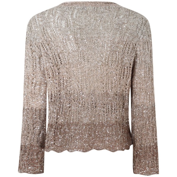 Cardigan beige in lurex per donna