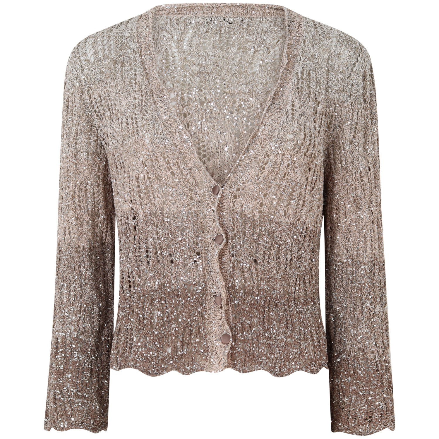 Cardigan beige in lurex per donna