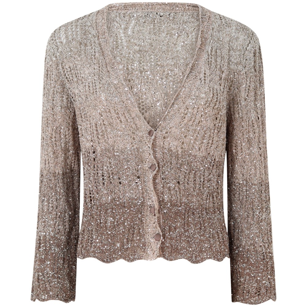 Cardigan beige in lurex per donna