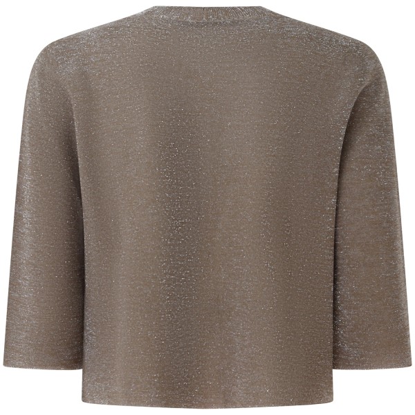 Cardigan beige in lurex per donna