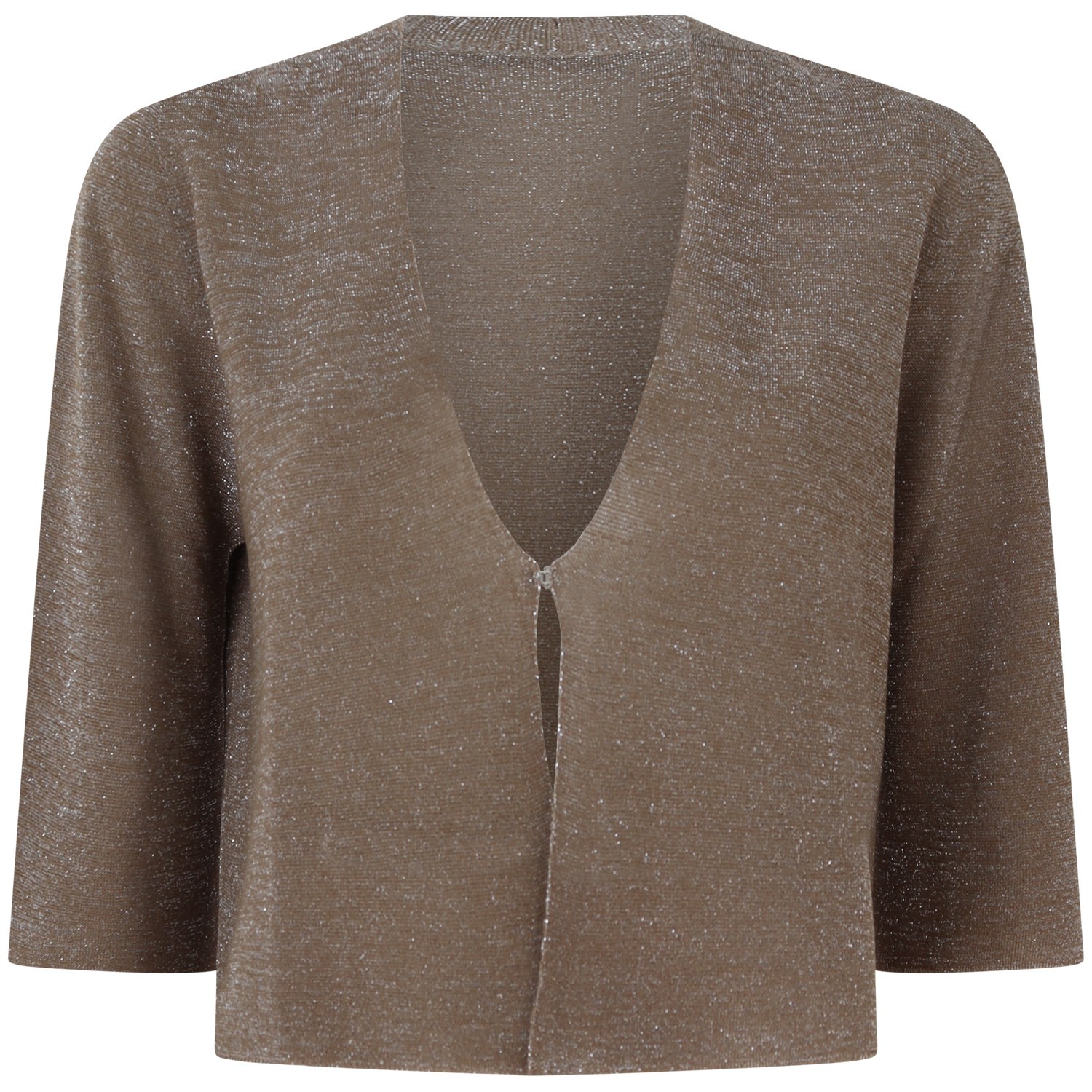 Cardigan beige in lurex per donna