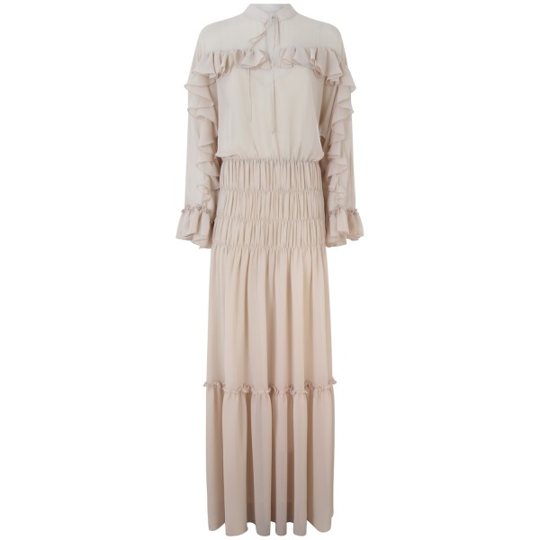 Abito lungo rosa cipria per donna