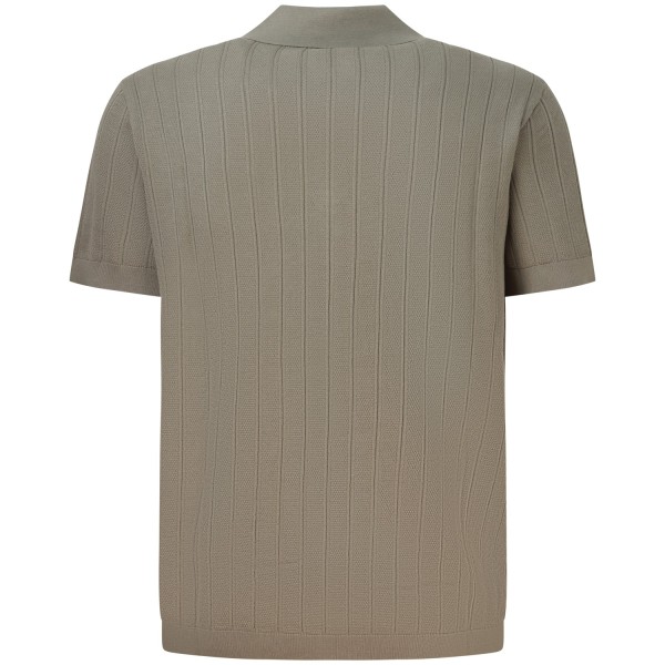 Polo in maglia beige con mezza zip per uomo