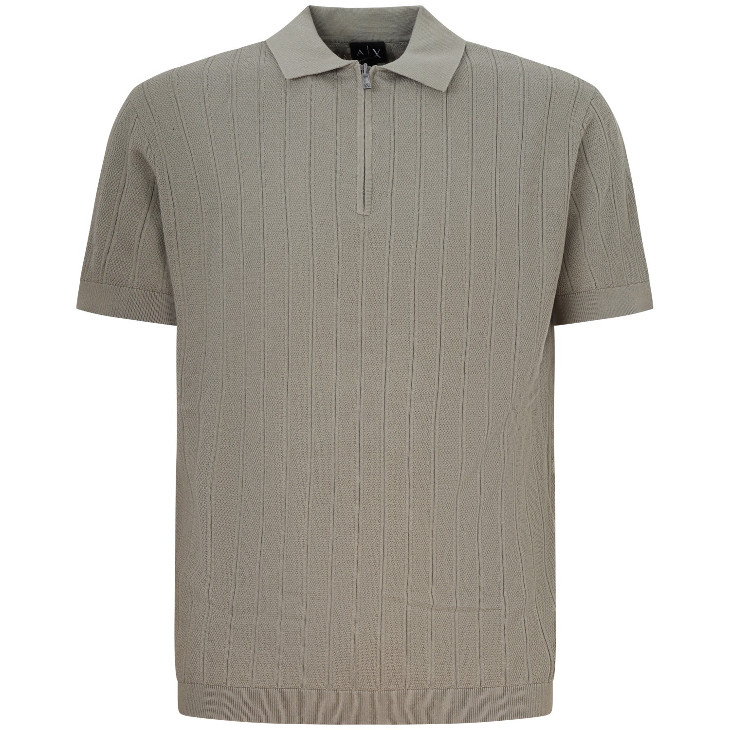 Polo in maglia beige con mezza zip per uomo 2