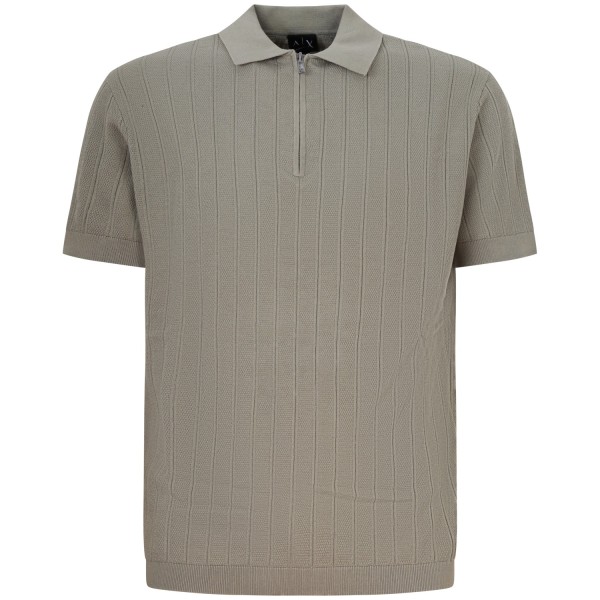 Polo in maglia beige con mezza zip per uomo