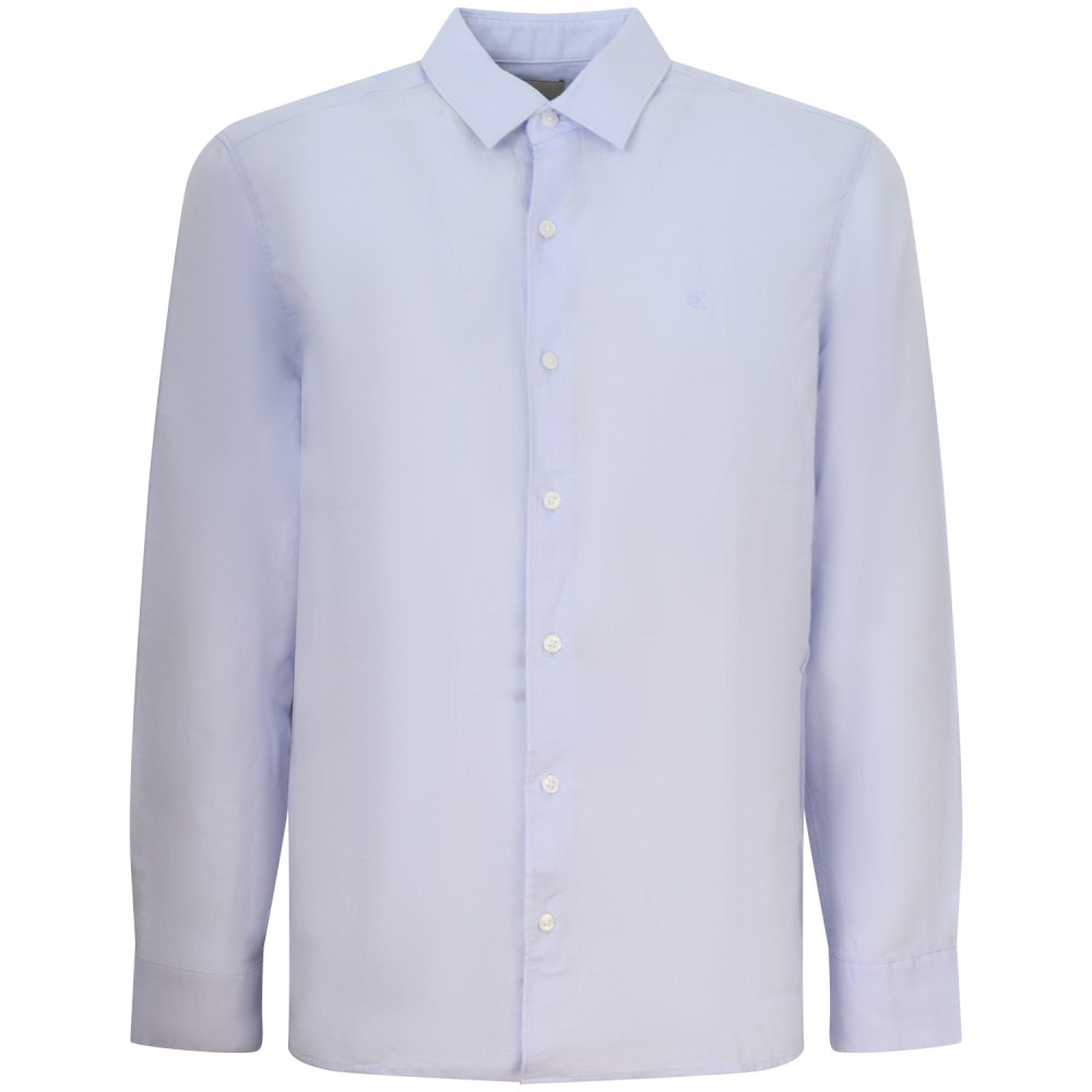 Camicia celeste in lino  per uomo