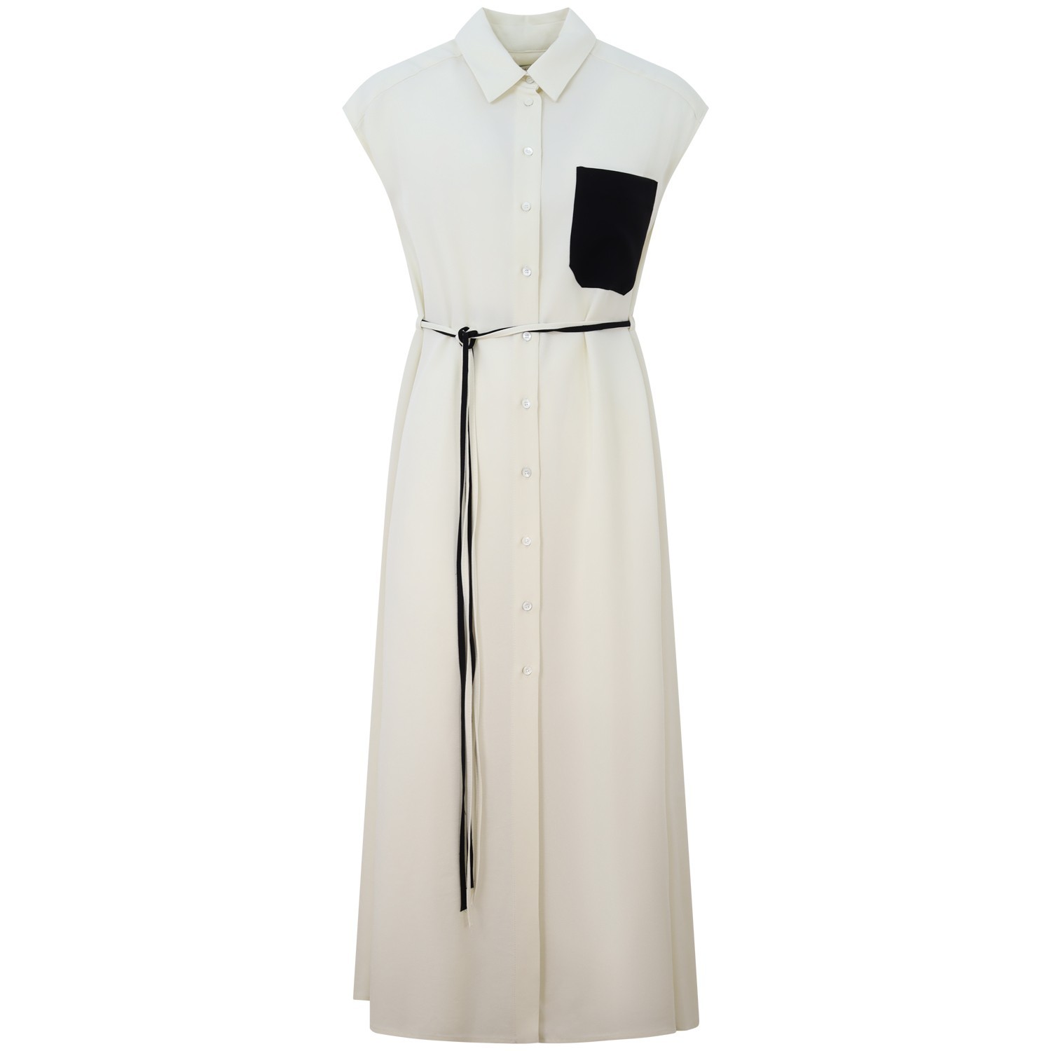 Abito bianco con profili neri per donna
