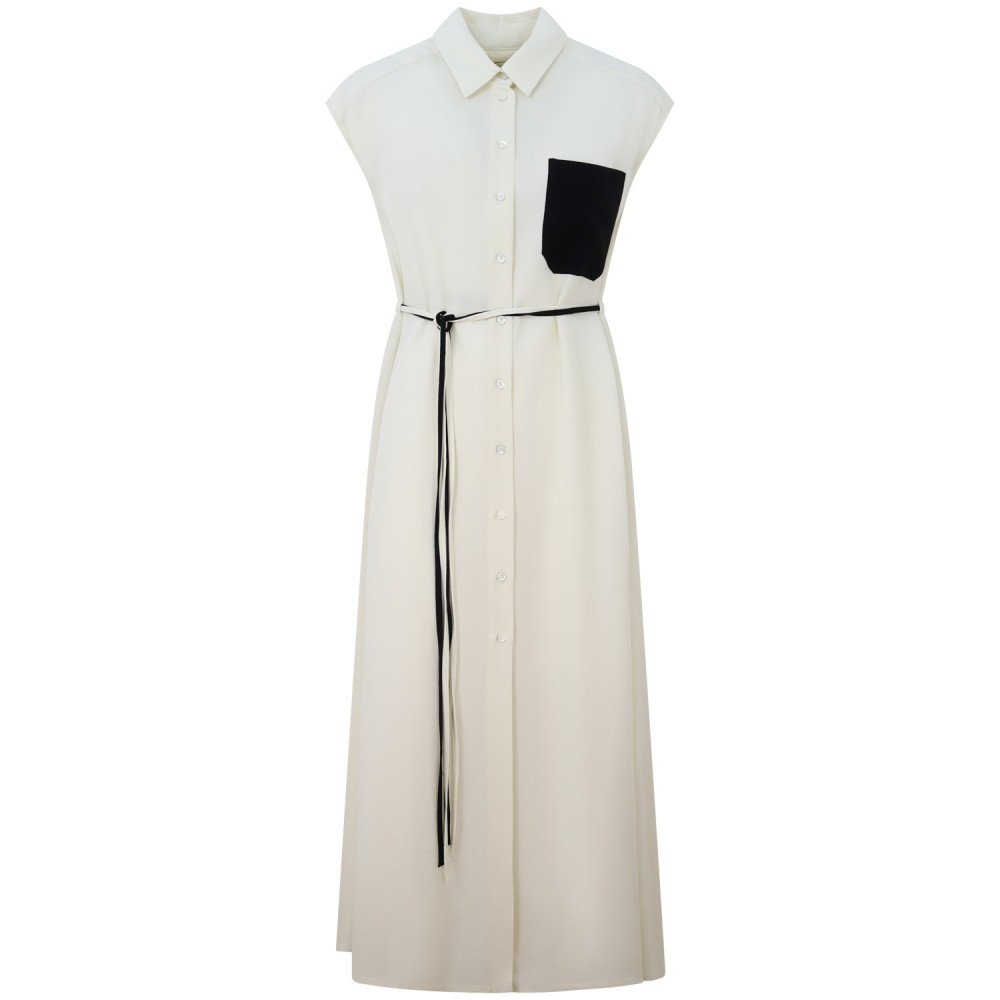 Abito bianco con profili neri per donna