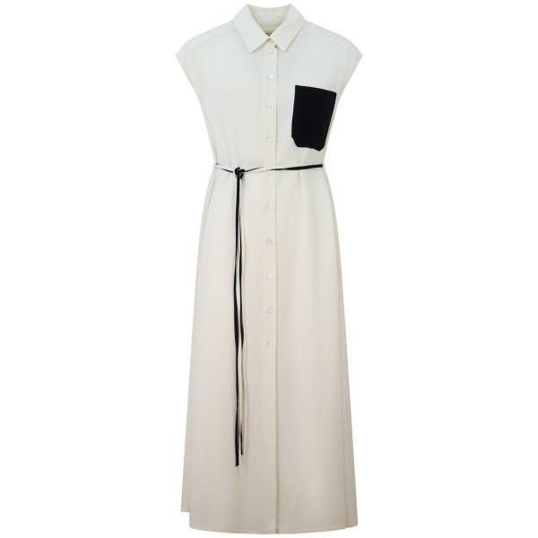 Abito bianco con profili neri per donna