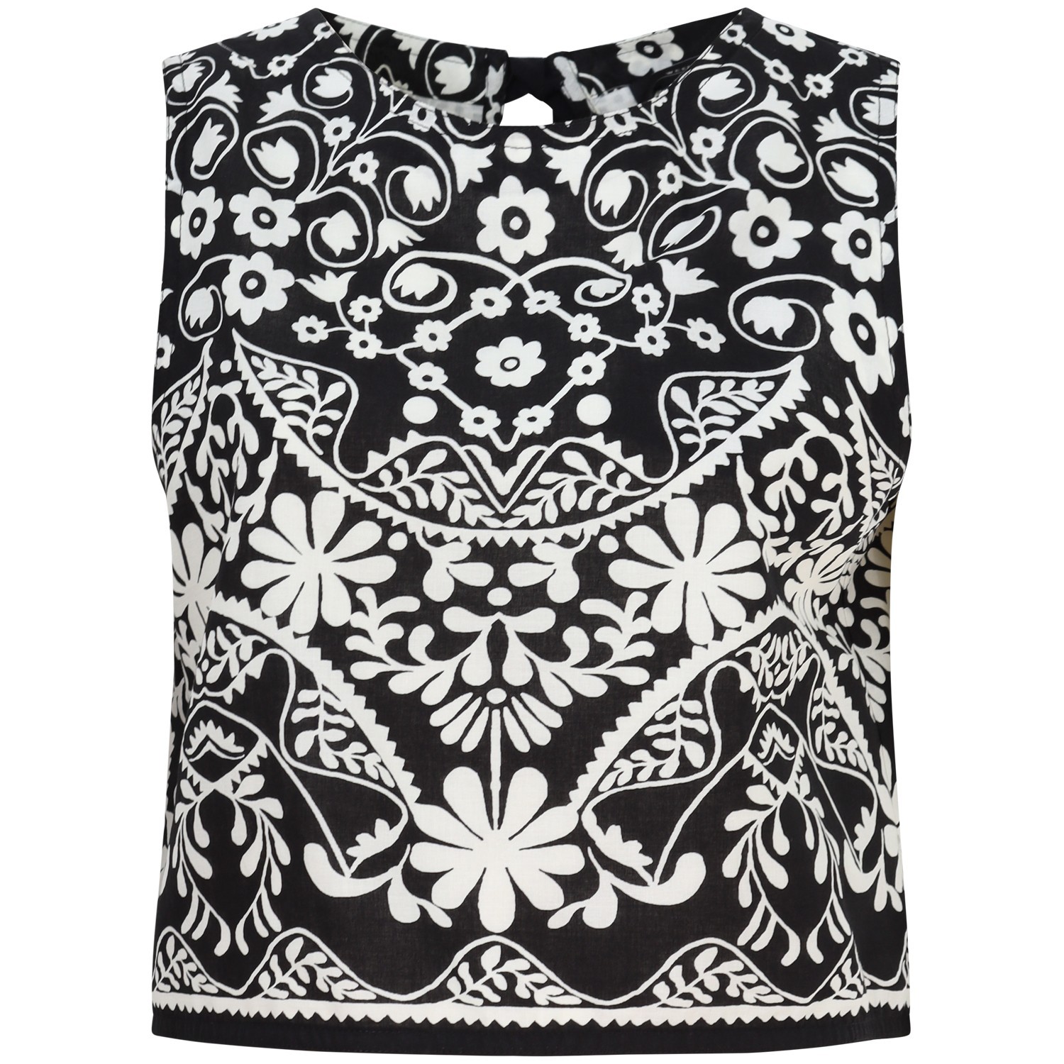 Top a fantasia bianco e nero  per donna