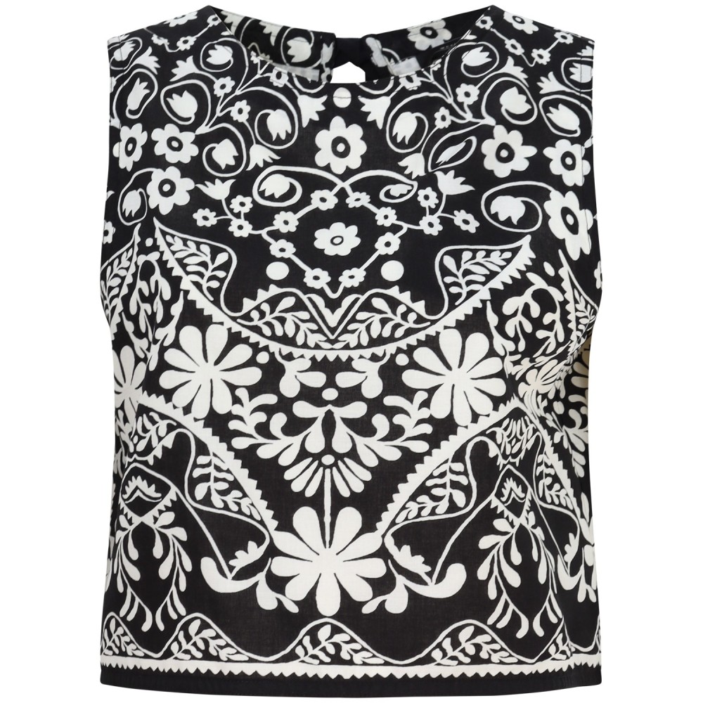 Top a fantasia bianco e nero  per donna