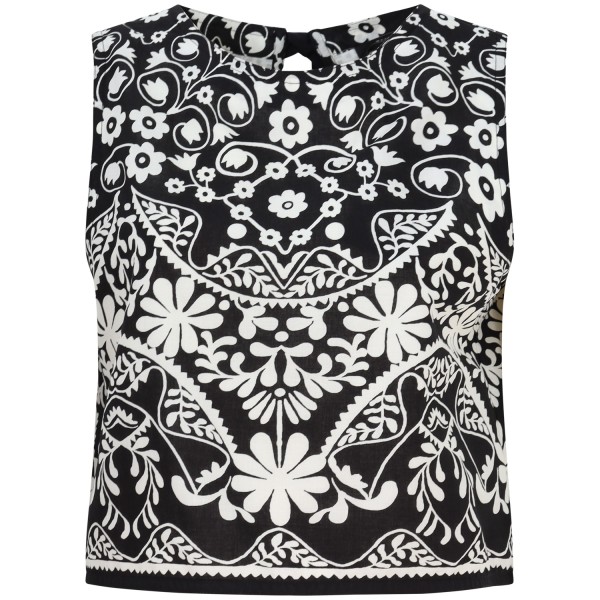 Top a fantasia bianco e nero  per donna