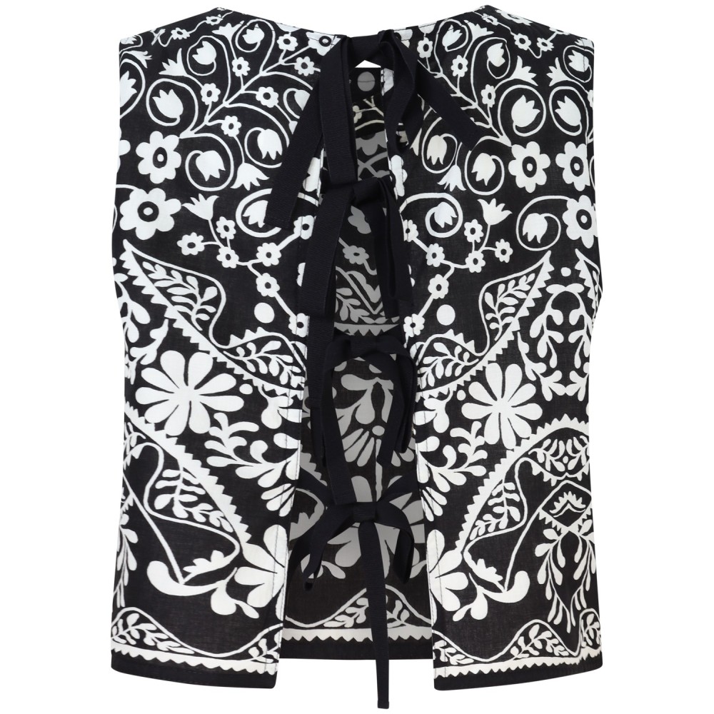 Top a fantasia bianco e nero  per donna