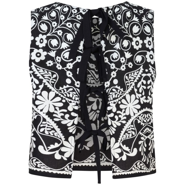 Top a fantasia bianco e nero  per donna