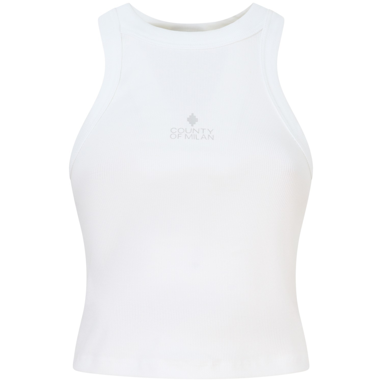 Top bianco con logo per donna