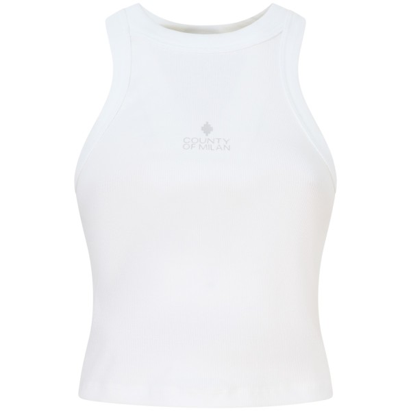 Top bianco con logo per donna