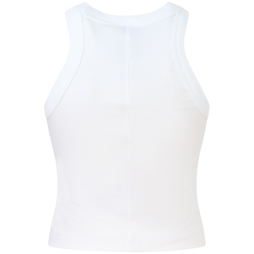 Top bianco con logo per donna