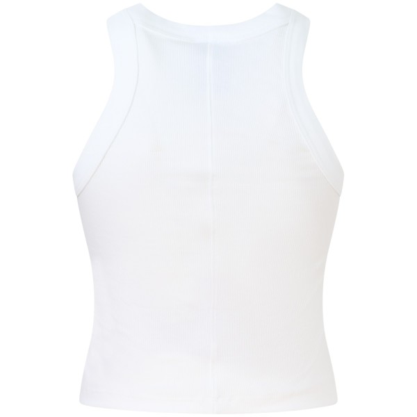 Top bianco con logo per donna