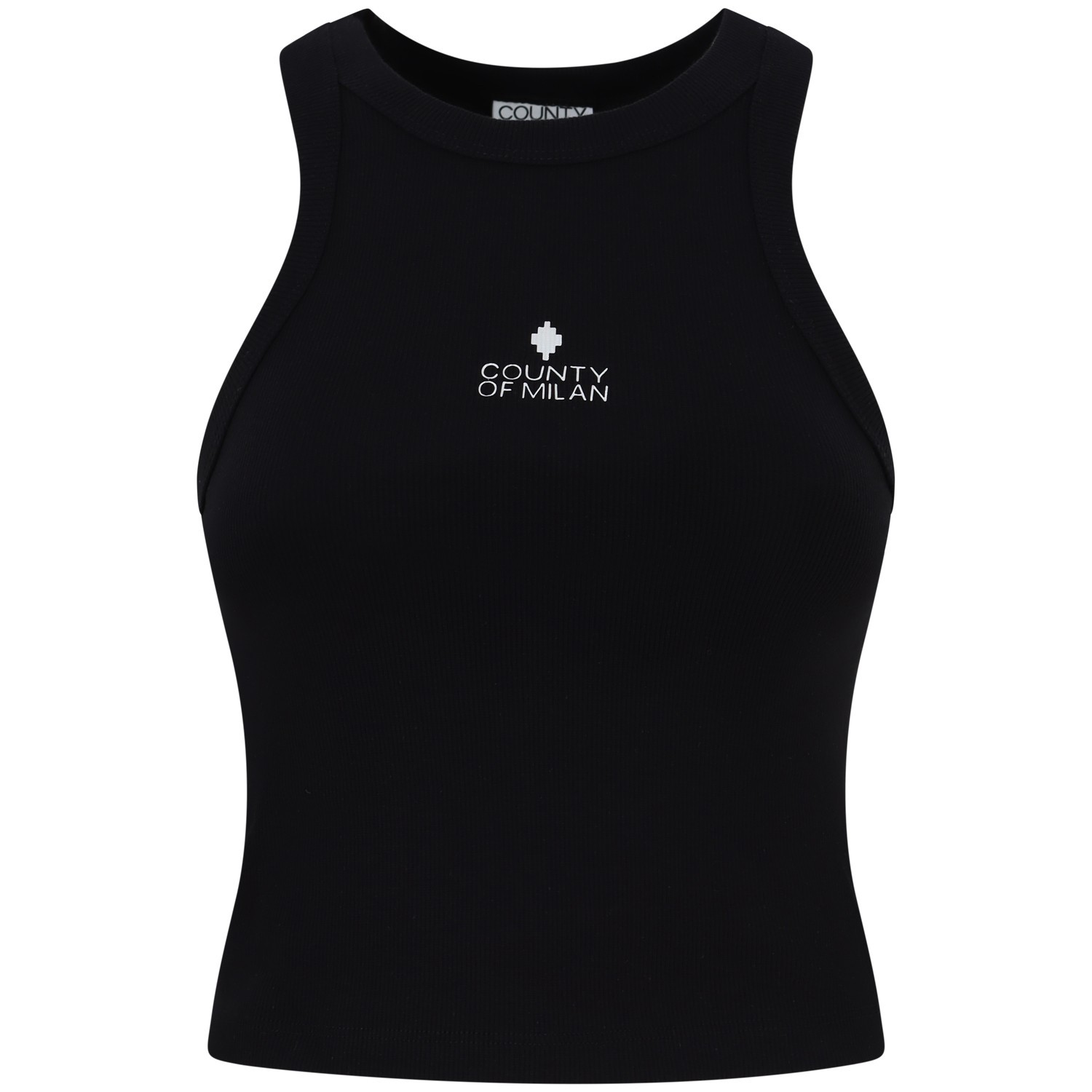 Top nero con logo per donna