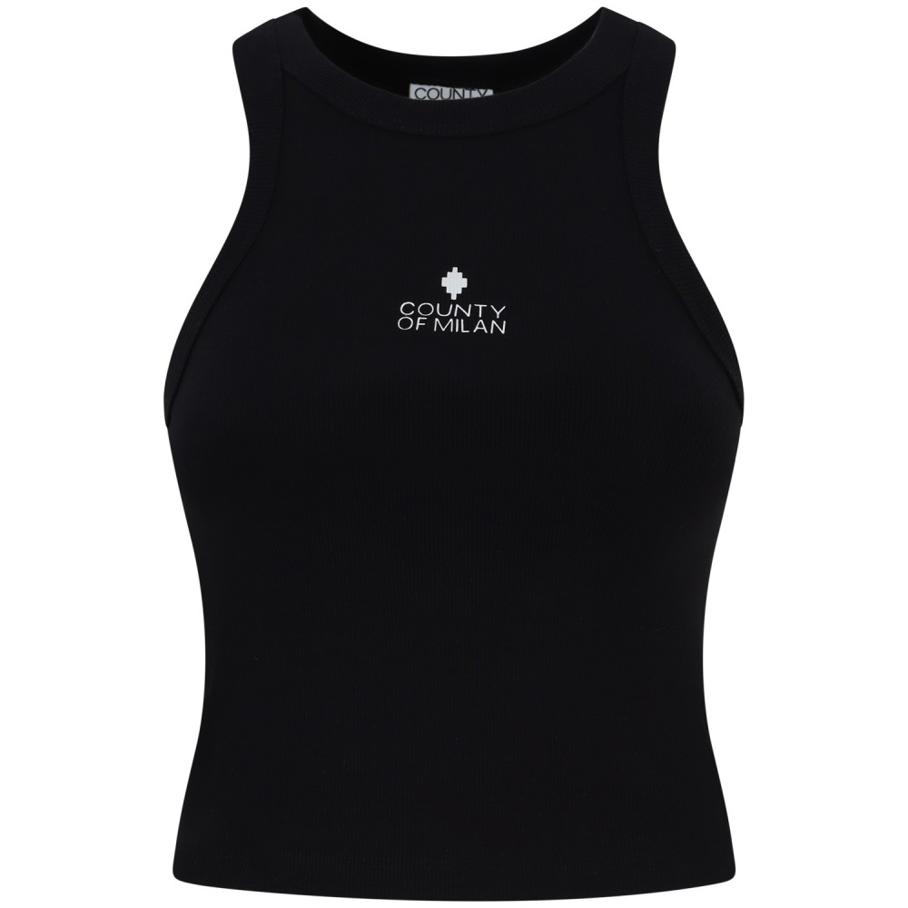 Top nero con logo per donna