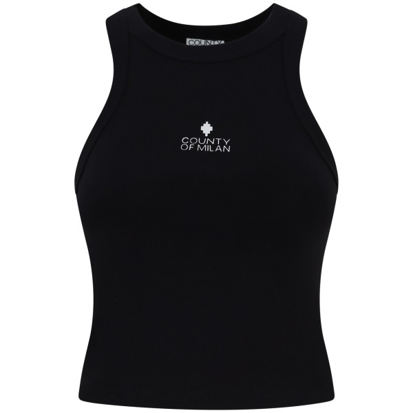 Top nero con logo per donna