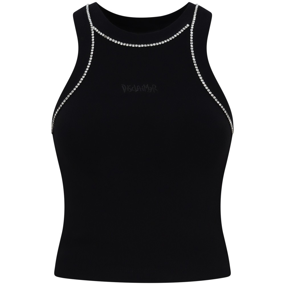 Top nero con strass per donna