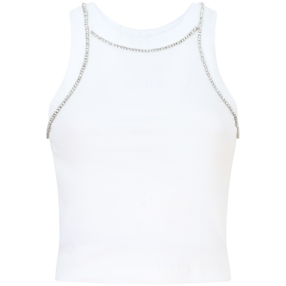 Top bianco con strass per donna
