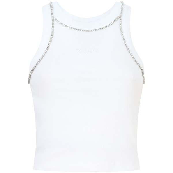 Top bianco con strass per donna