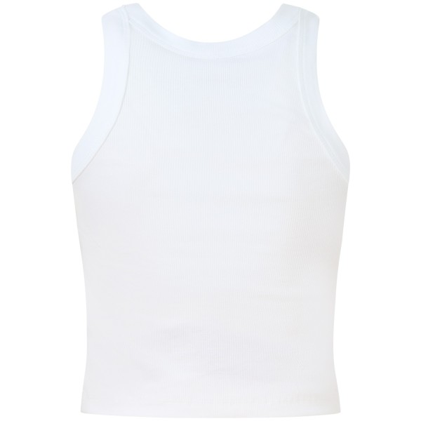 Top bianco con strass per donna