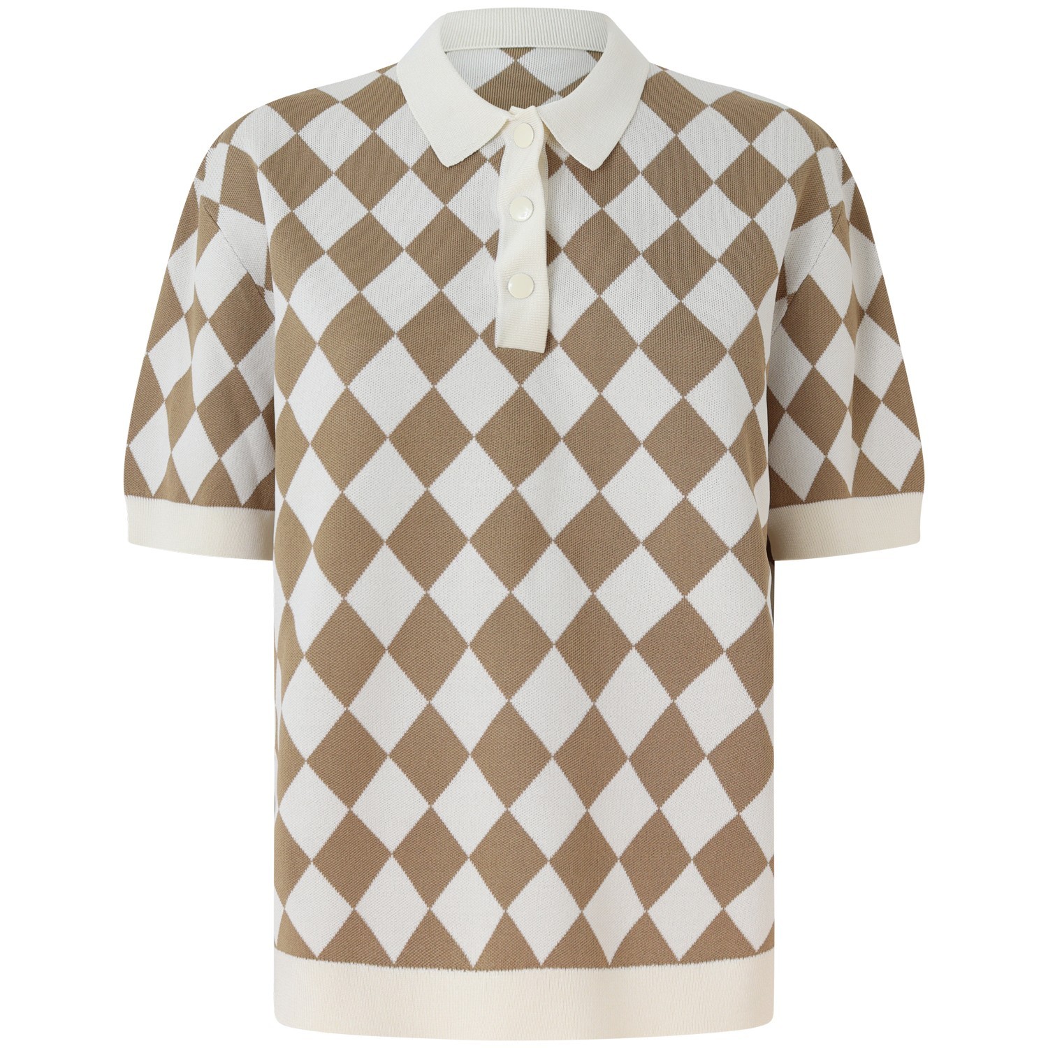 Polo a rombi beige per donna
