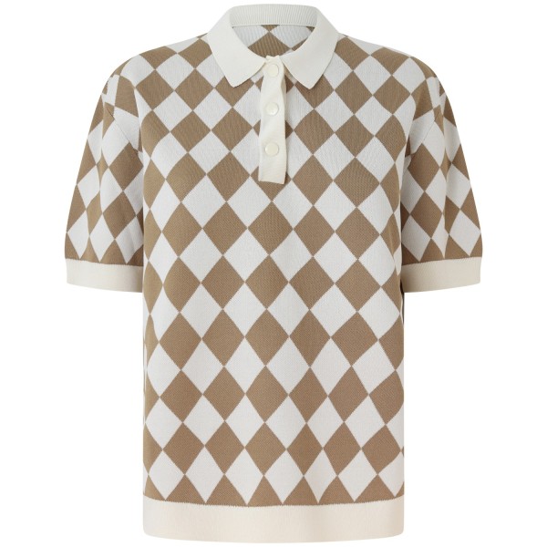 Polo a rombi beige per donna