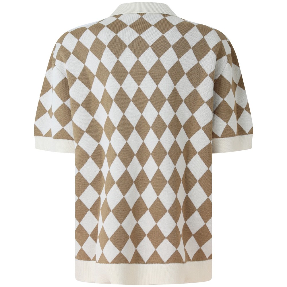 Polo a rombi beige per donna