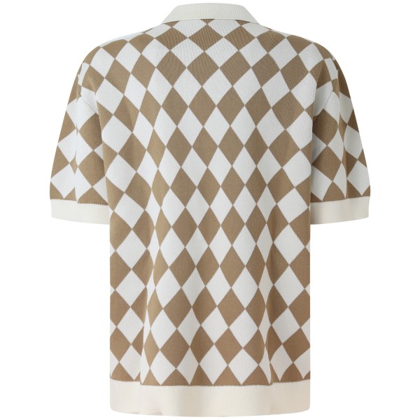 Polo a rombi beige per donna