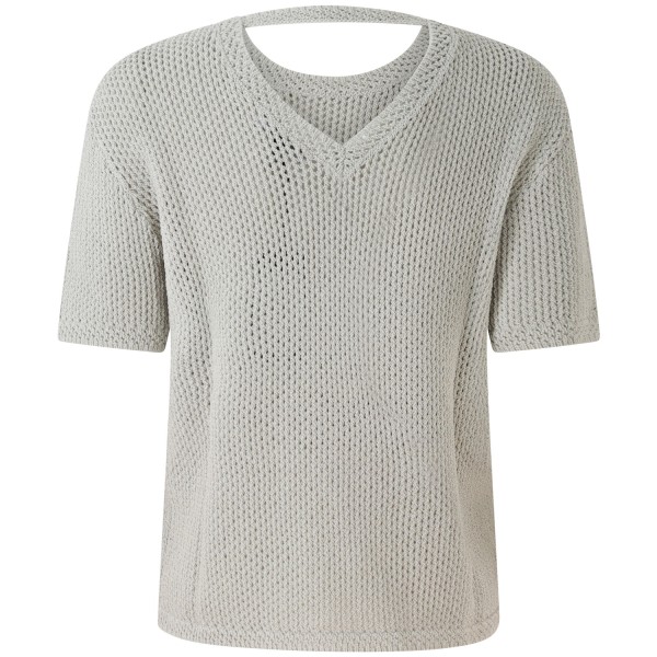 Maglioncino manica corta traforato grigio  per donna