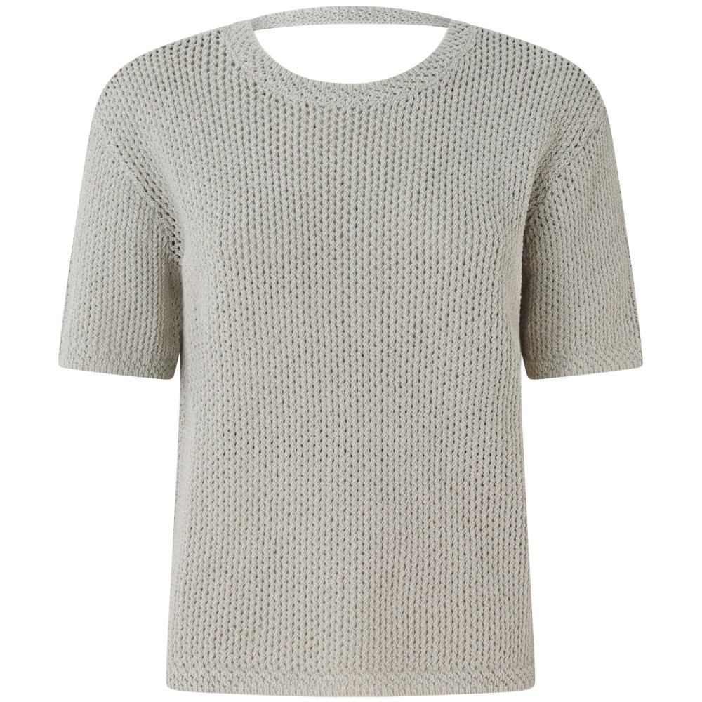 Maglioncino manica corta traforato grigio  per donna
