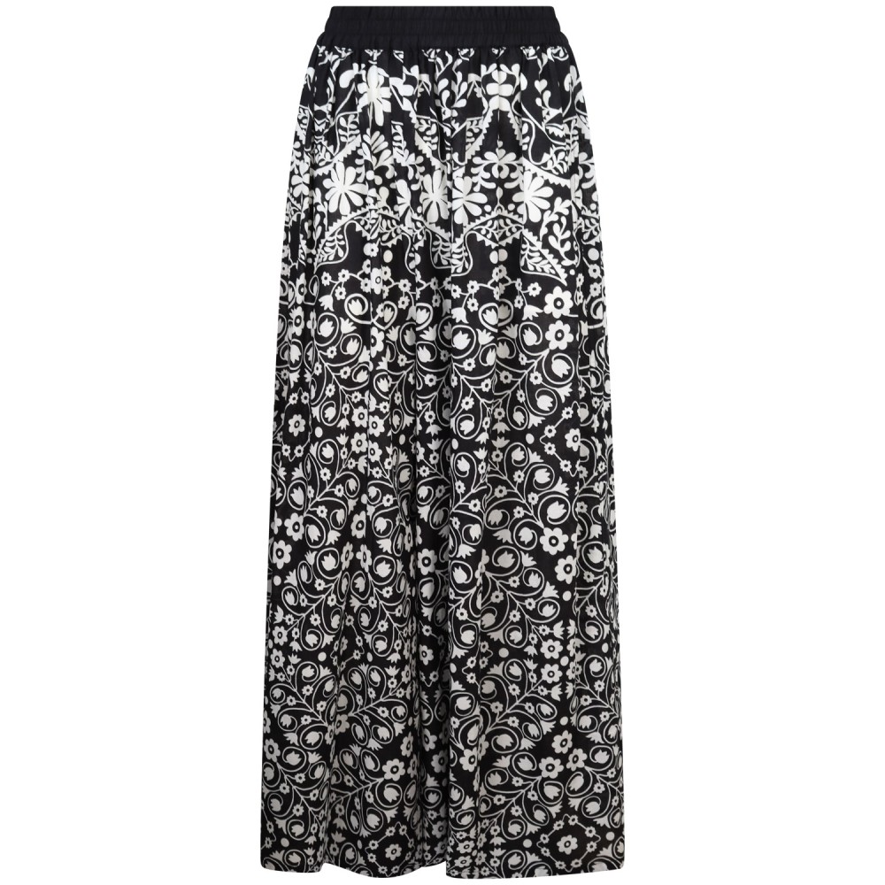 Pantalone nero con fantasia per donna