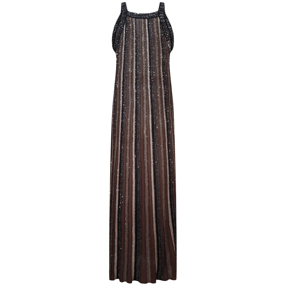 Abito in maglia marrone e nero per donna