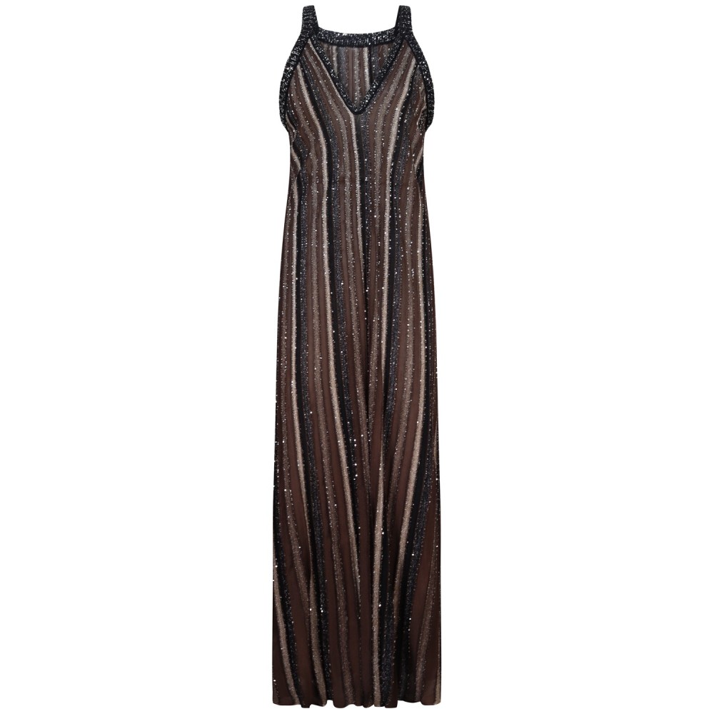 Abito in maglia marrone e nero per donna