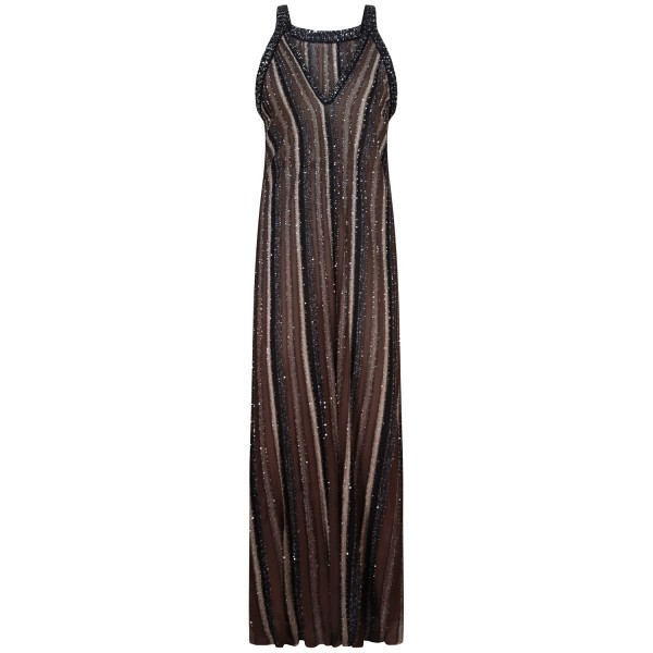 Abito in maglia marrone e nero per donna