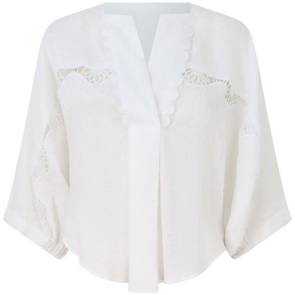 Camicia bianca con ricami per donna