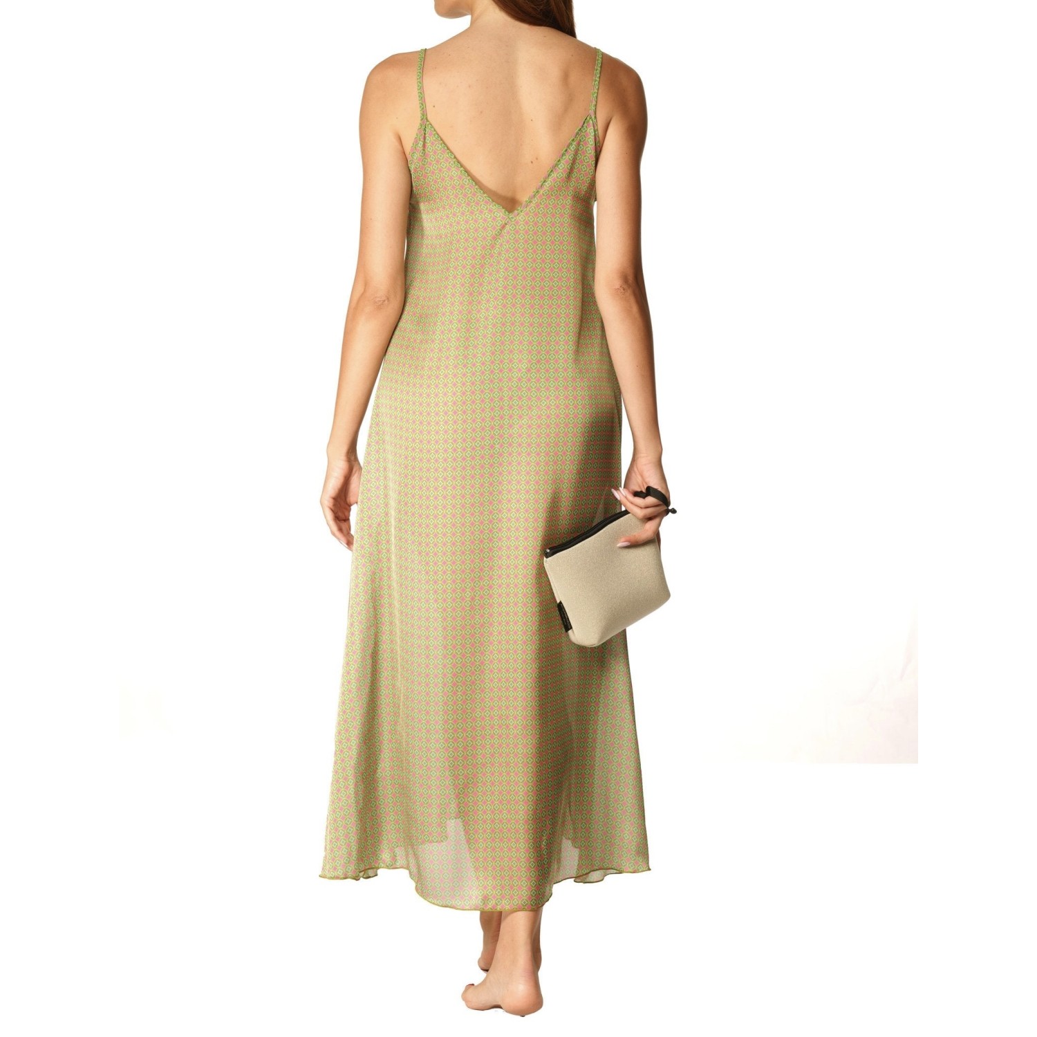 Abito verde traforato in lurex per donna 2