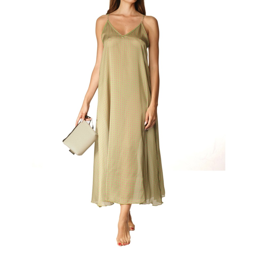 Abito verde traforato in lurex per donna