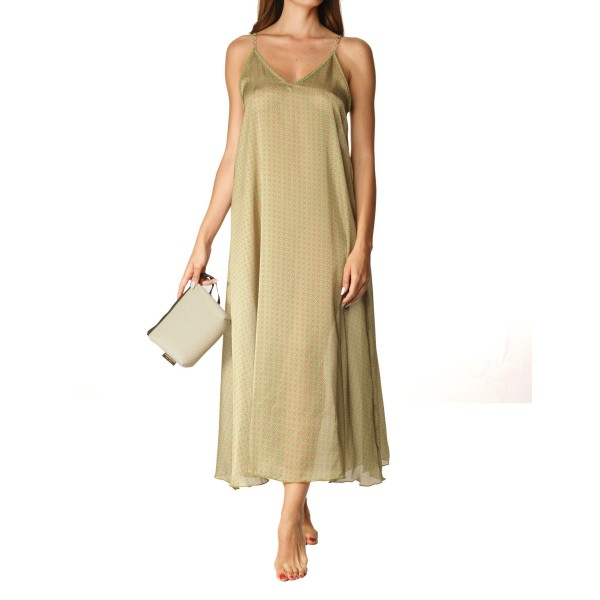 Abito verde traforato in lurex per donna