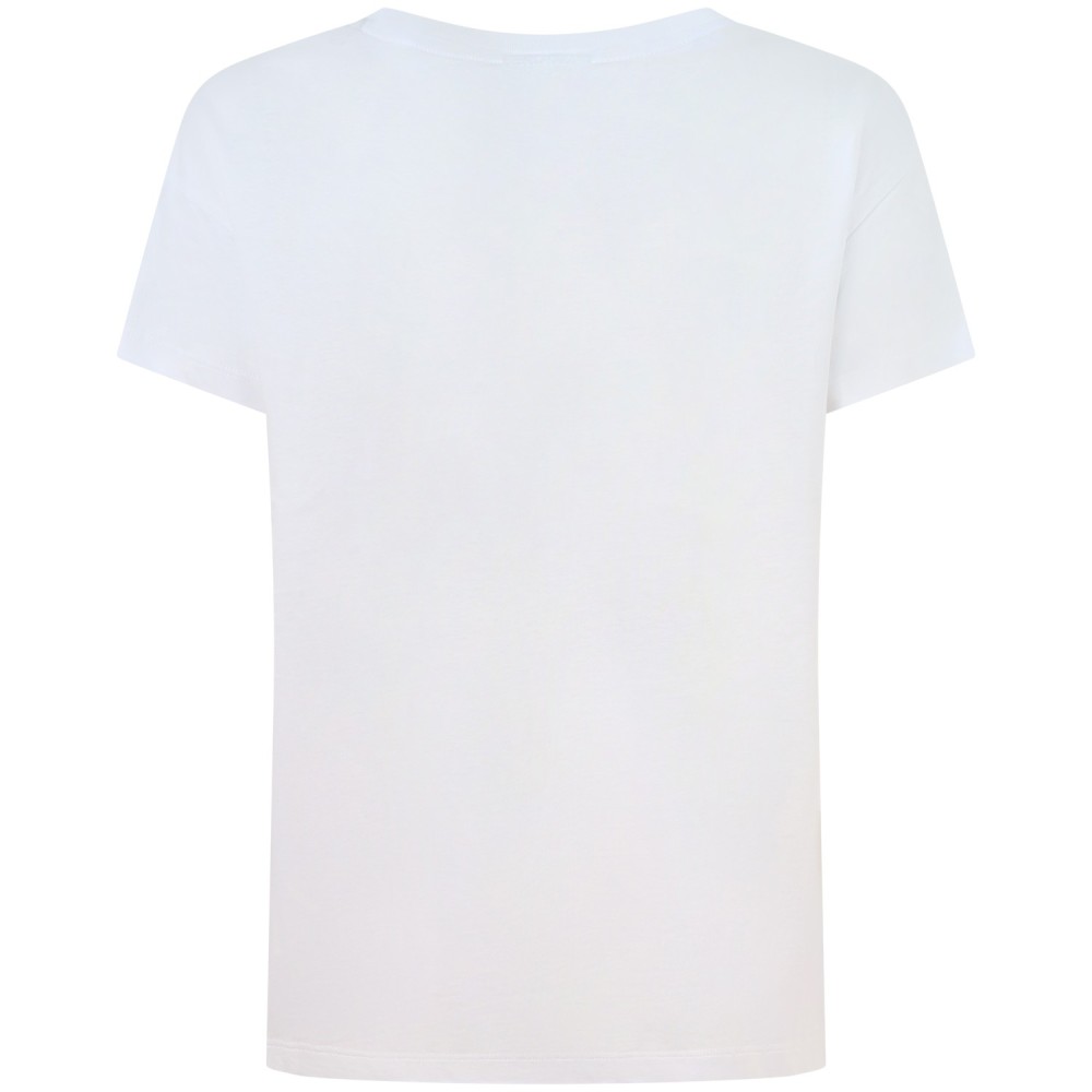 T-shirt bianca e celeste per donna