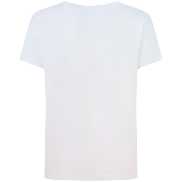 T-shirt bianca e celeste per donna