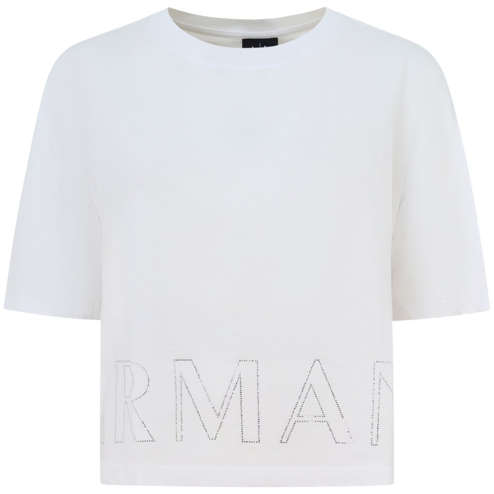 T-shirt Crop bianca per donna