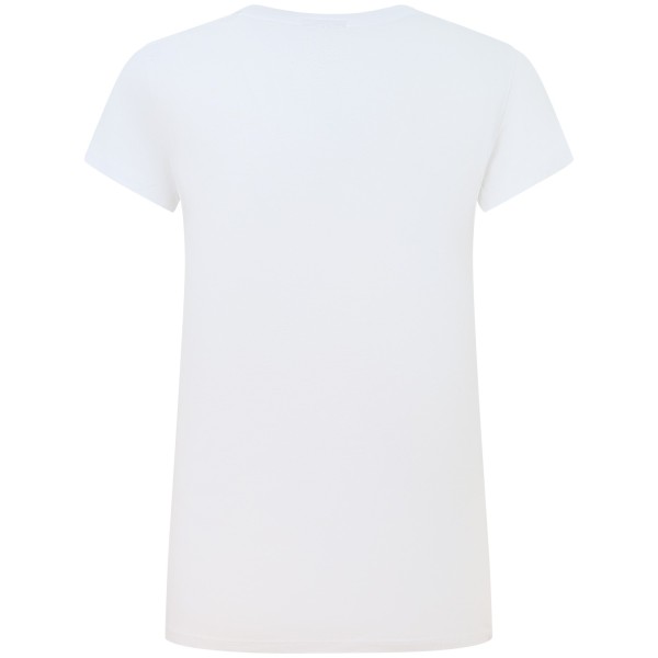 T-shirt bianca con strass per donna