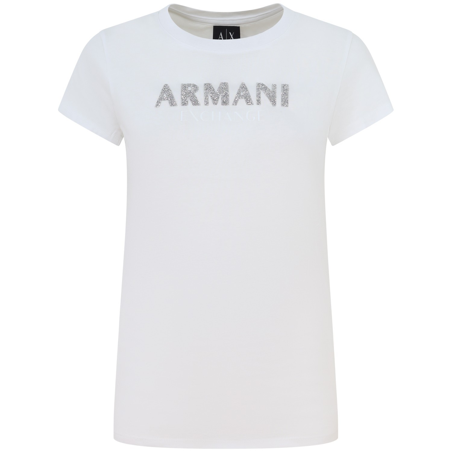 T-shirt bianca con strass per donna