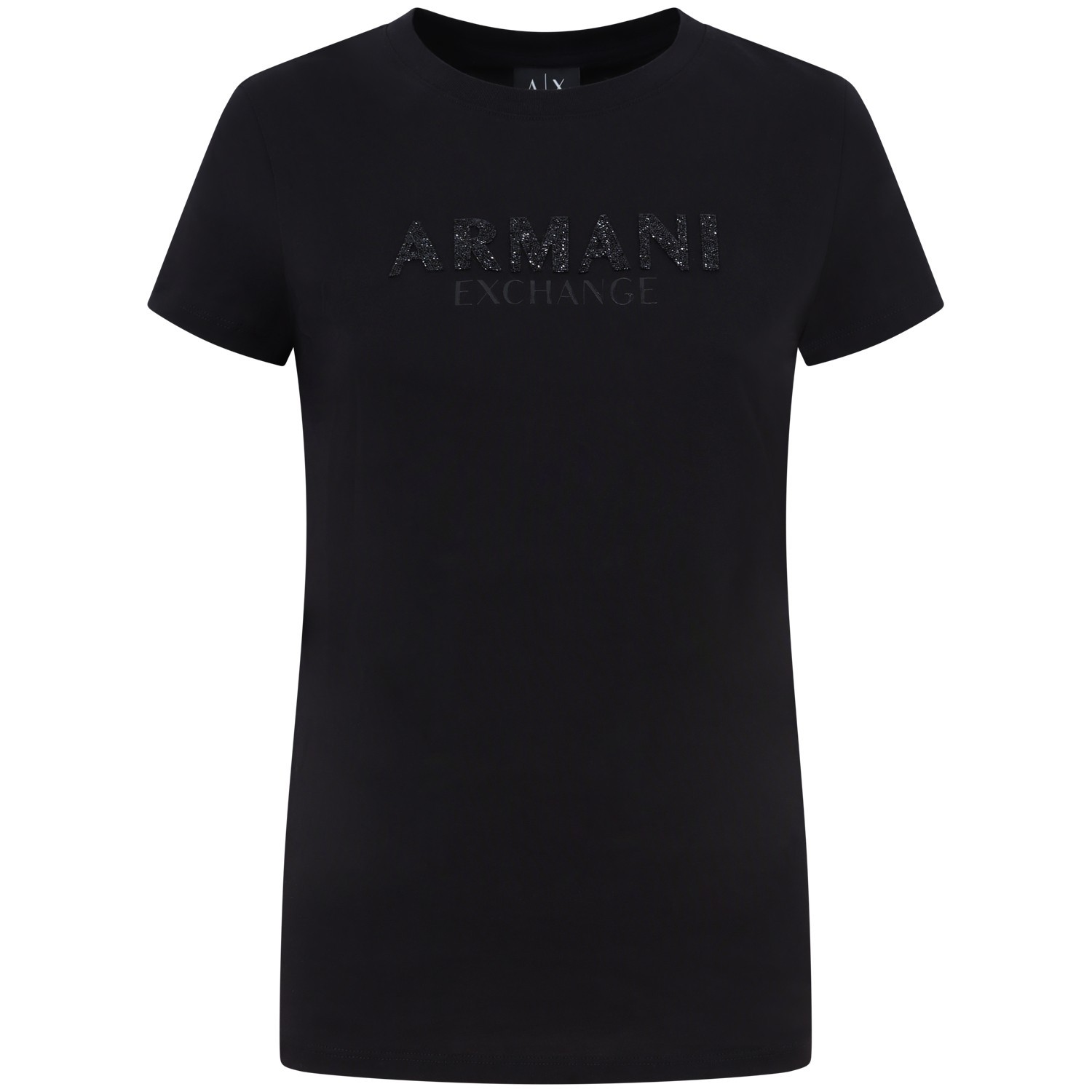 T-shirt nera con strass per donna 2